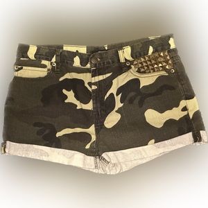 Forever 21 Camouflage & Studded Punk Girl Shorts